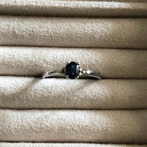 Spinel and diamond ring 14k white gold